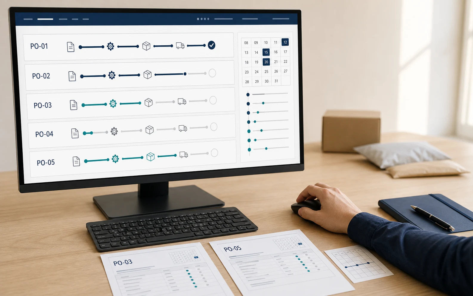 Purchase order tracking and supplier coordination in China